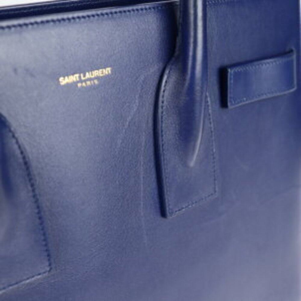 Saint Laurent handbag blue Sac de leather Jour shoulder bag - Picture 7 of 9
